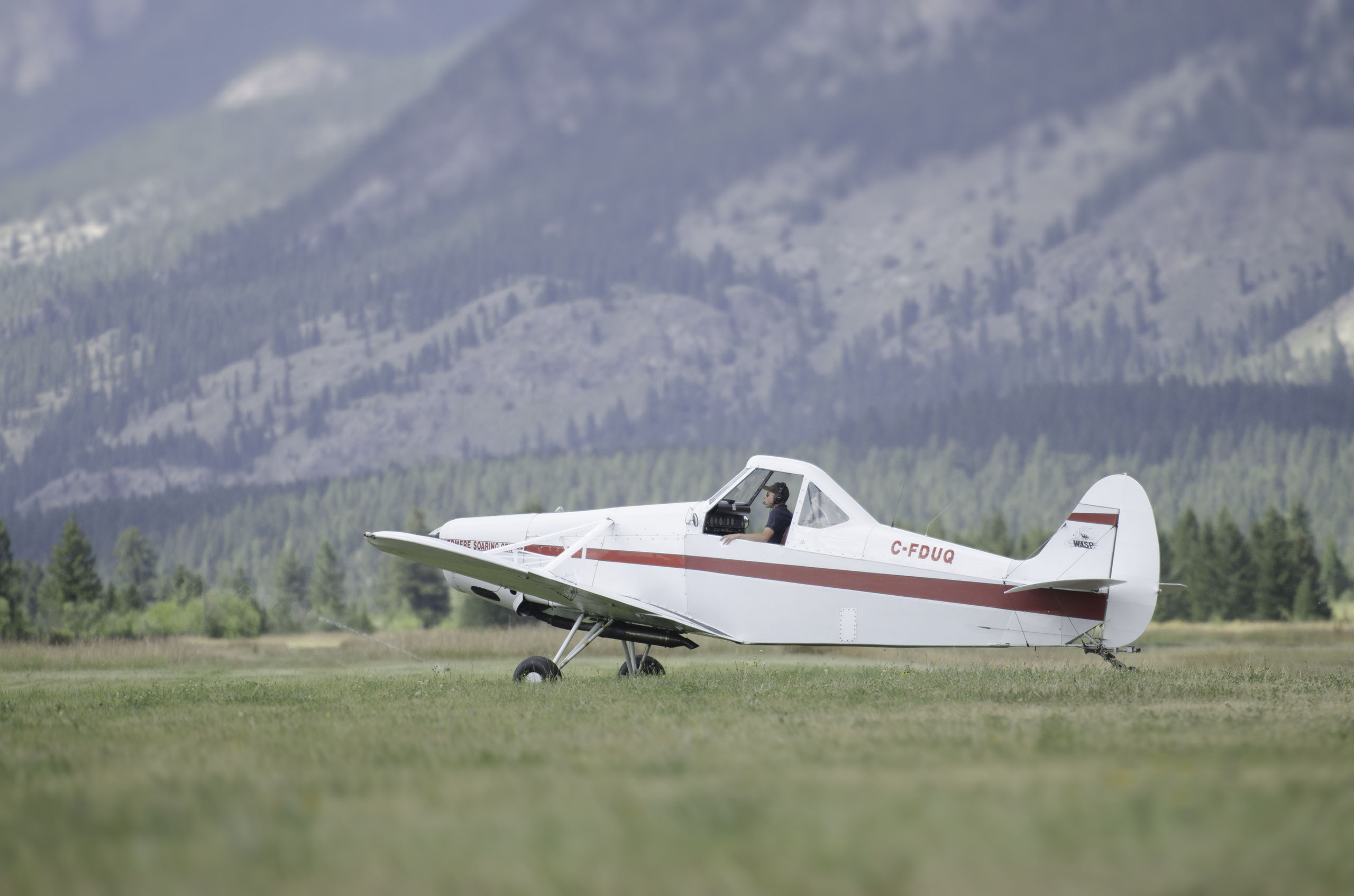 Glider soaring in the mountain air over Invermere