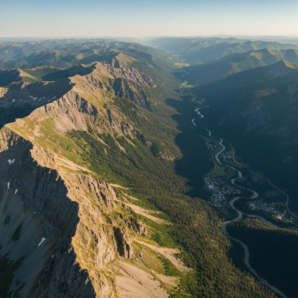 Rocky Mountain peaks above a green valley